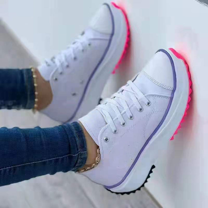 Gladys | Lace Up Platform Trainers with Front and Contrast Sole