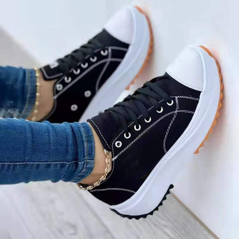 Gladys | Lace Up Platform Trainers with Front and Contrast Sole