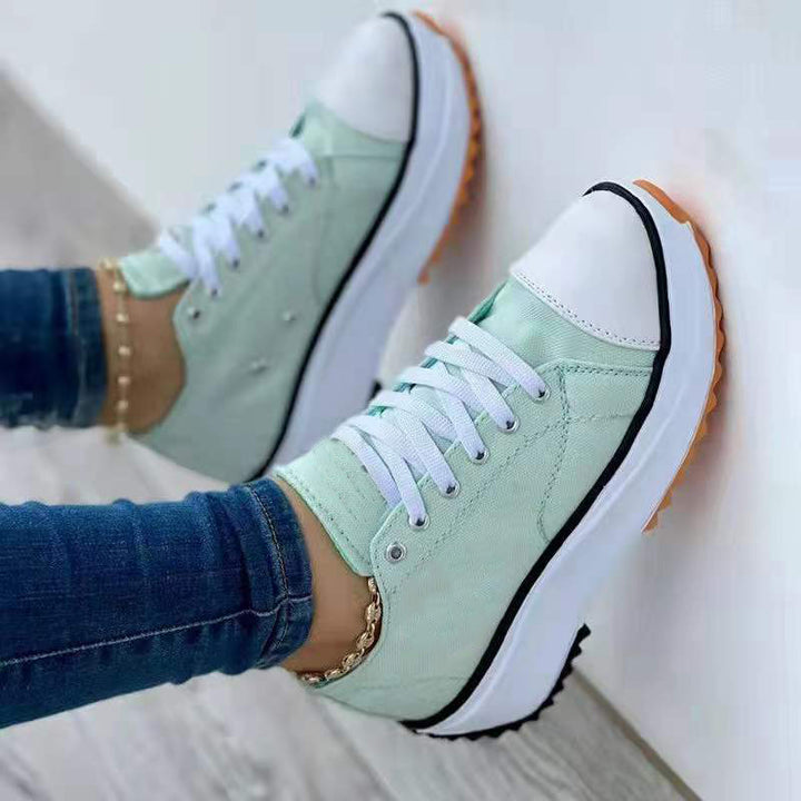 Gladys | Lace Up Platform Trainers with Front and Contrast Sole