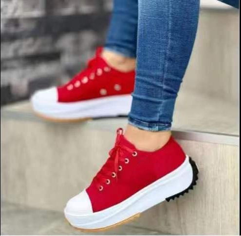 Gladys | Lace Up Platform Trainers with Front and Contrast Sole