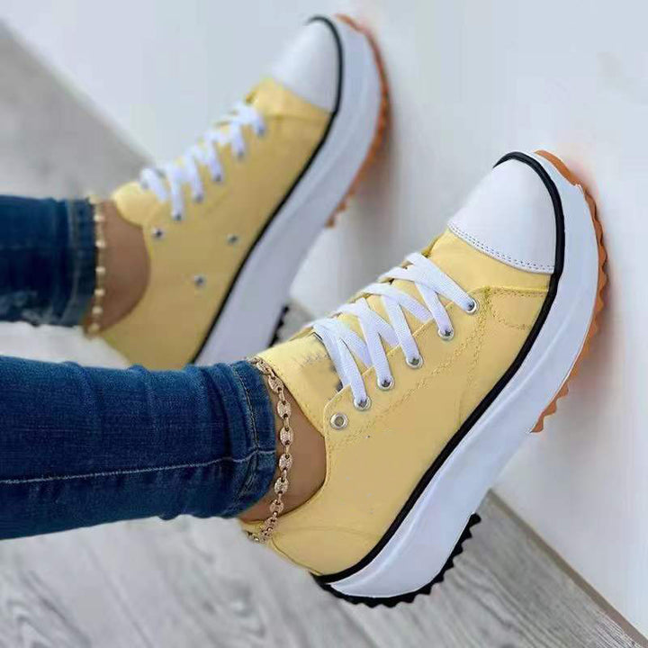 Gladys | Lace Up Platform Trainers with Front and Contrast Sole